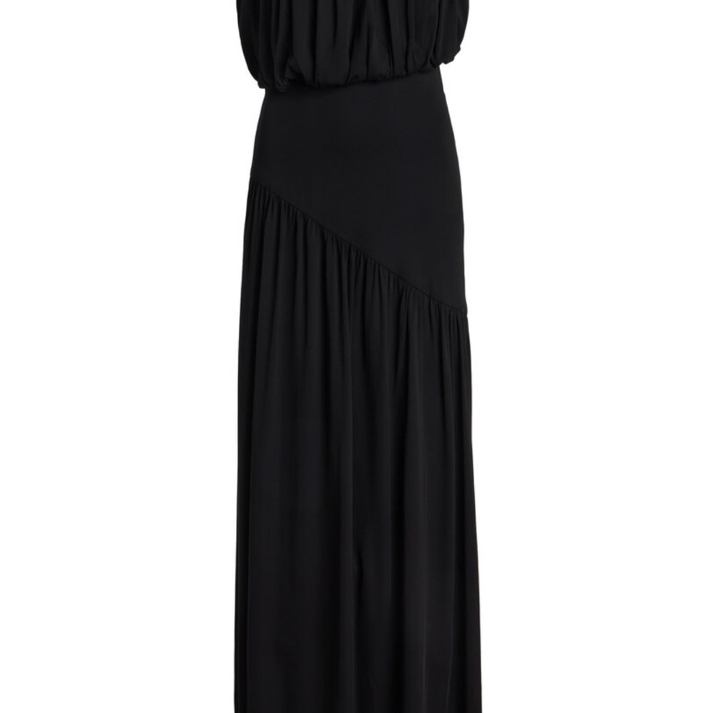 Chic Strapless Black Evening Gown